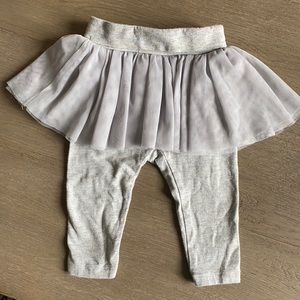 Gray gap leggings with tulle tutu, 6-12 months